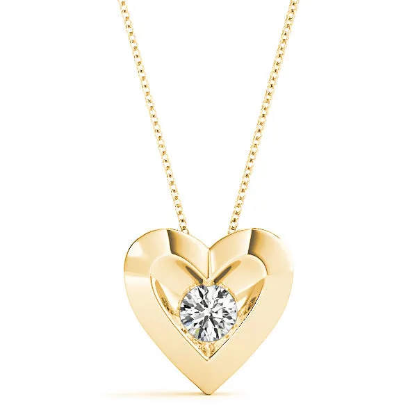 Diamond in Hearth Solitaire Necklace Pendant