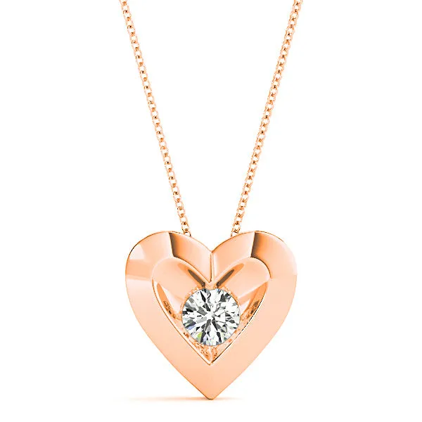 Diamond in Hearth Solitaire Necklace Pendant