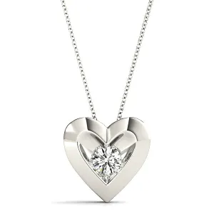 Diamond in Hearth Solitaire Necklace Pendant