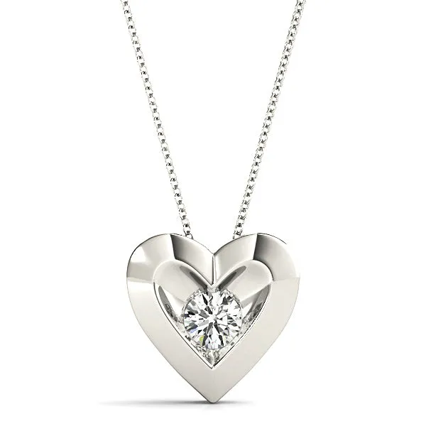 Diamond in Hearth Solitaire Necklace Pendant