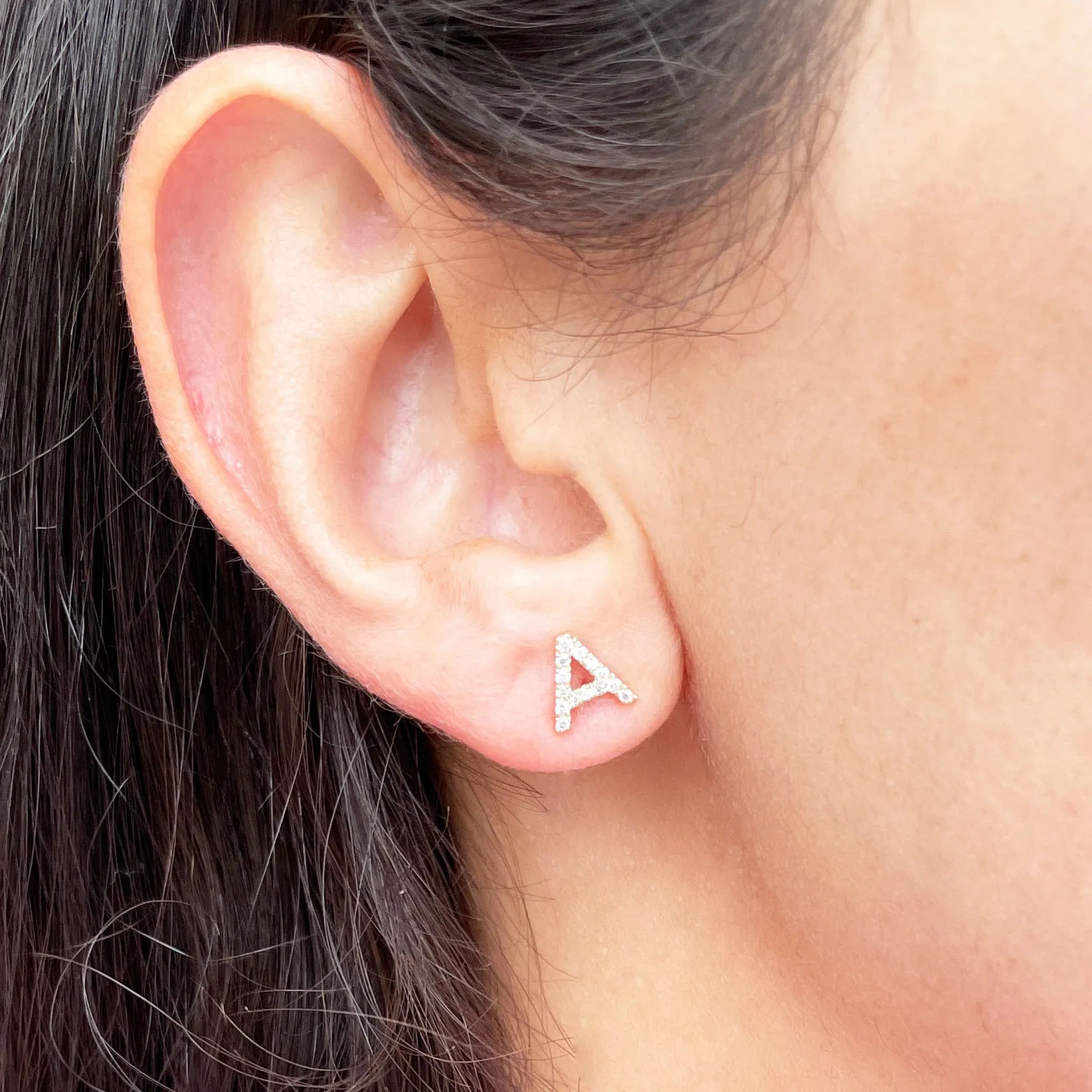 Diamond Initial Stud Earrings