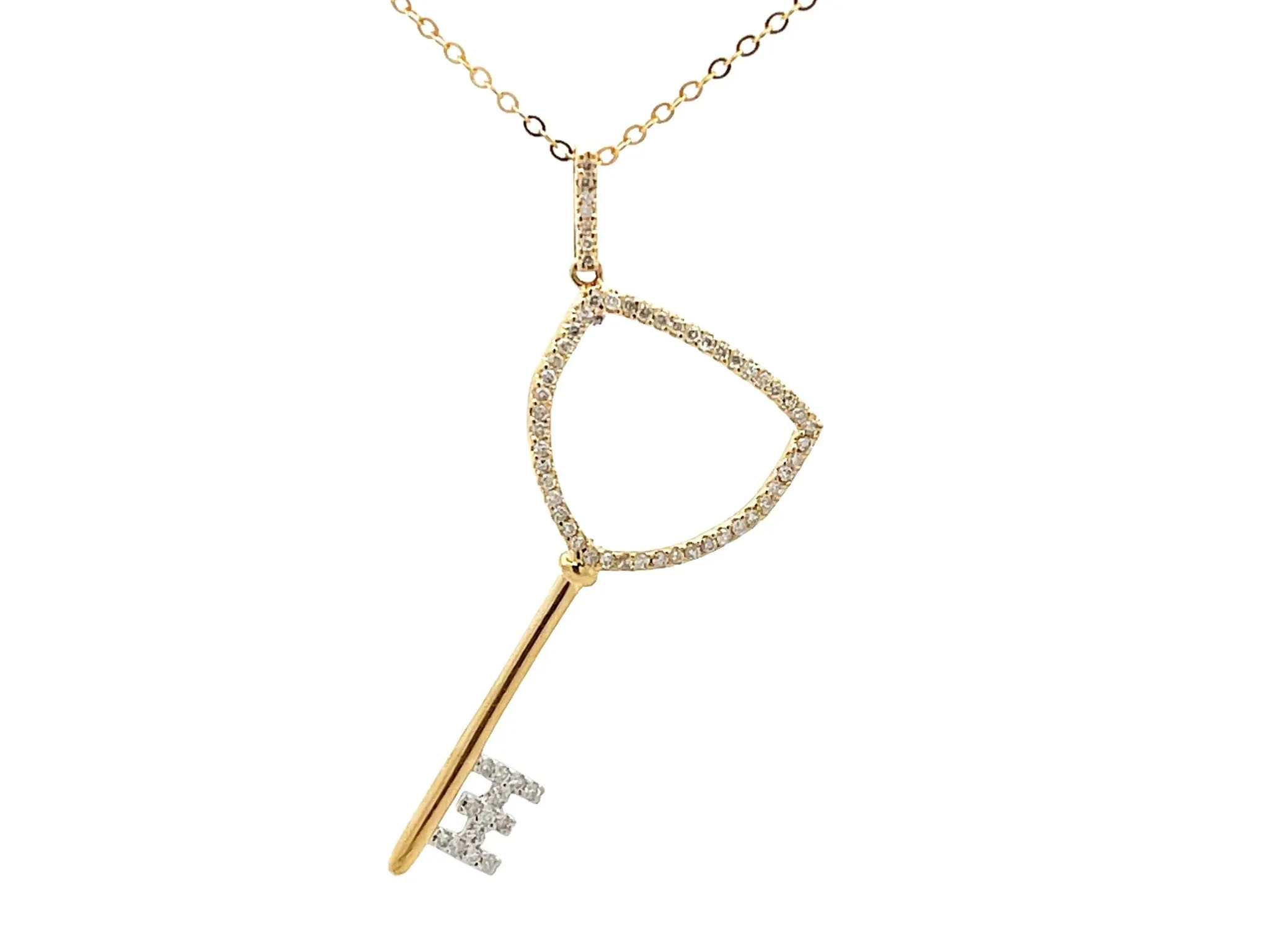 Diamond Key Necklace in 14k Yellow Gold