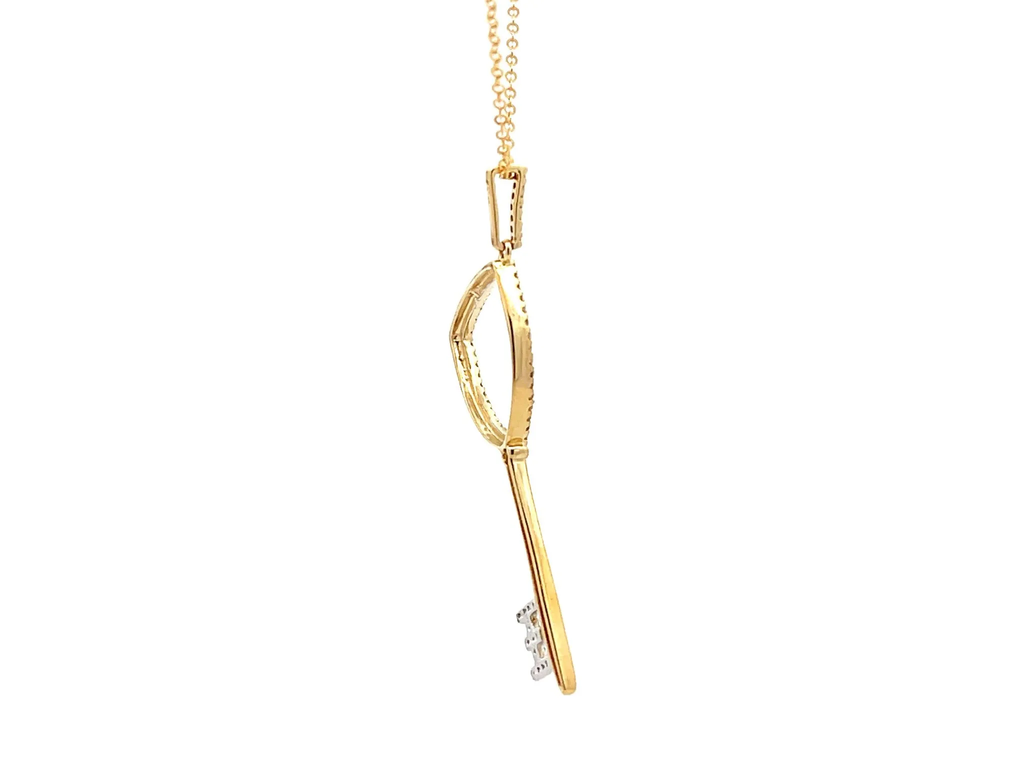Diamond Key Necklace in 14k Yellow Gold