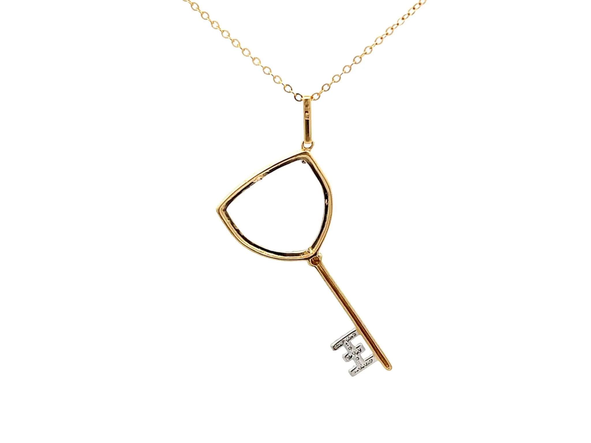 Diamond Key Necklace in 14k Yellow Gold