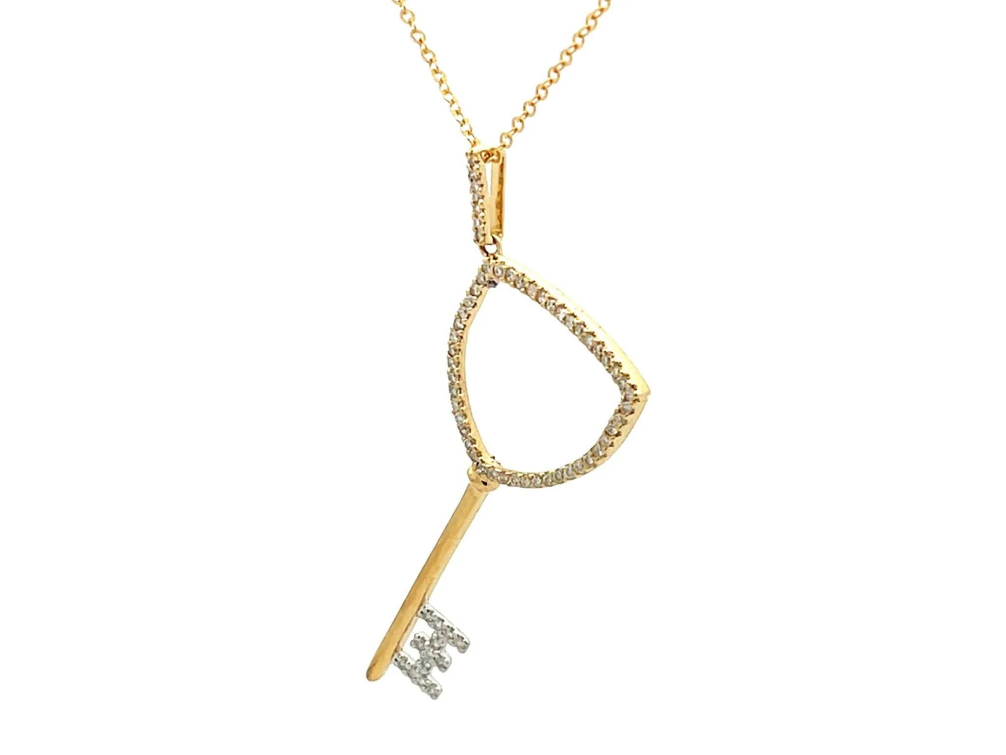 Diamond Key Necklace in 14k Yellow Gold