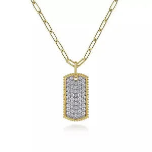 Diamond Pavé Dog Tag Necklace