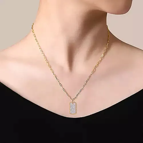 Diamond Pavé Dog Tag Necklace
