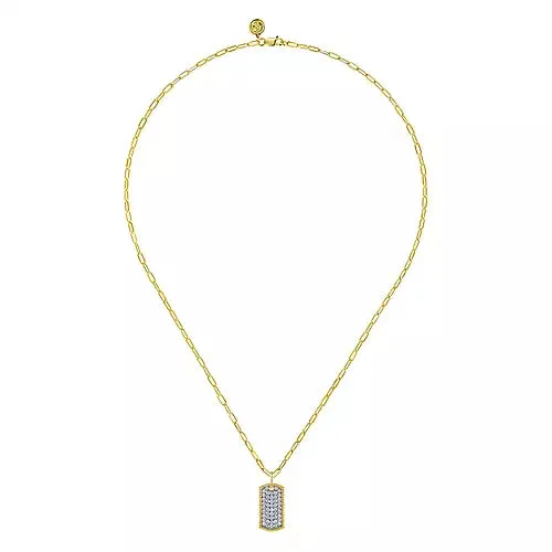 Diamond Pavé Dog Tag Necklace