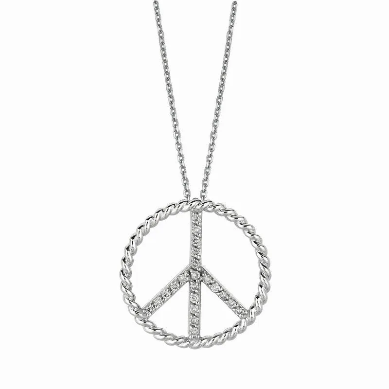 DIAMOND PEACE SIGN NECKLACE 14K GOLD (0.25 CTW)
