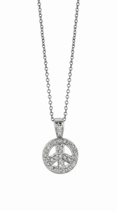 DIAMOND PEACE SIGN PENDANT NECKLACE 14K GOLD (0.28 CTW)