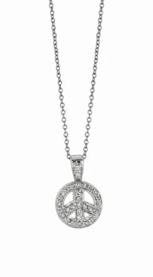DIAMOND PEACE SIGN PENDANT NECKLACE 14K GOLD (0.28 CTW)