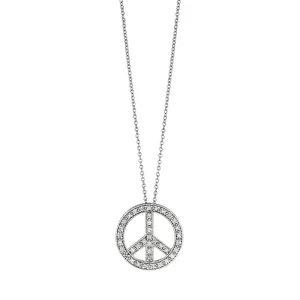DIAMOND PEACE SIGN PENDANT NECKLACE 14K GOLD (0.5 CTW)