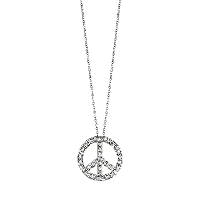 DIAMOND PEACE SIGN PENDANT NECKLACE 14K GOLD (0.5 CTW)