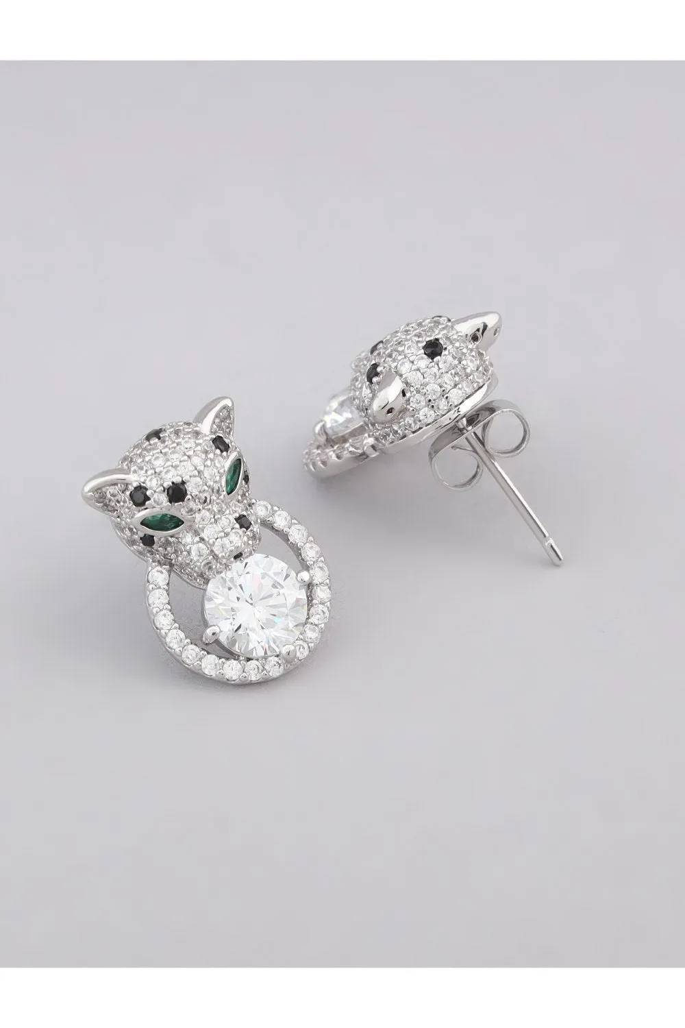 Diamond Studded Tiger Stud Earrings