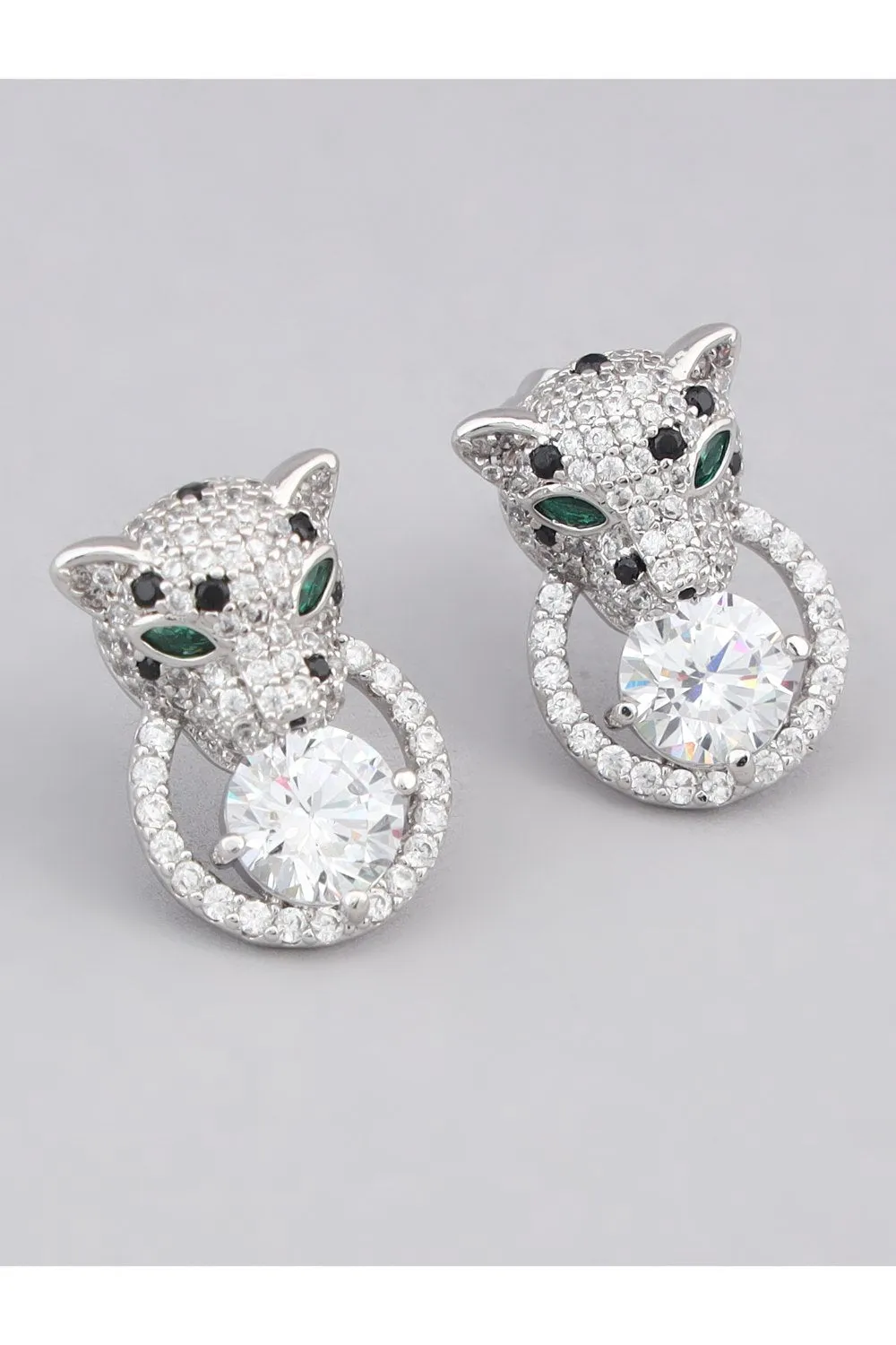 Diamond Studded Tiger Stud Earrings