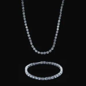 Diamond Tennis Chain   Bracelet Bundle in White/Yellow Gold