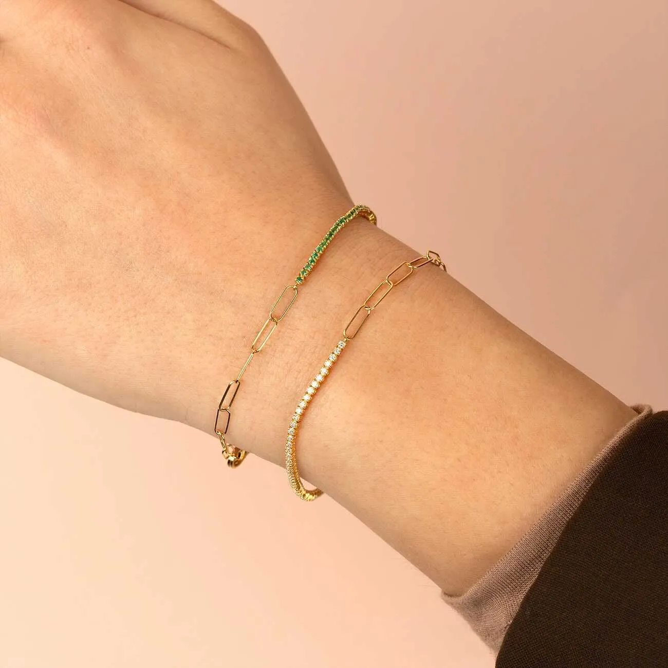 Diamond Tennis X Link Bracelet 14K