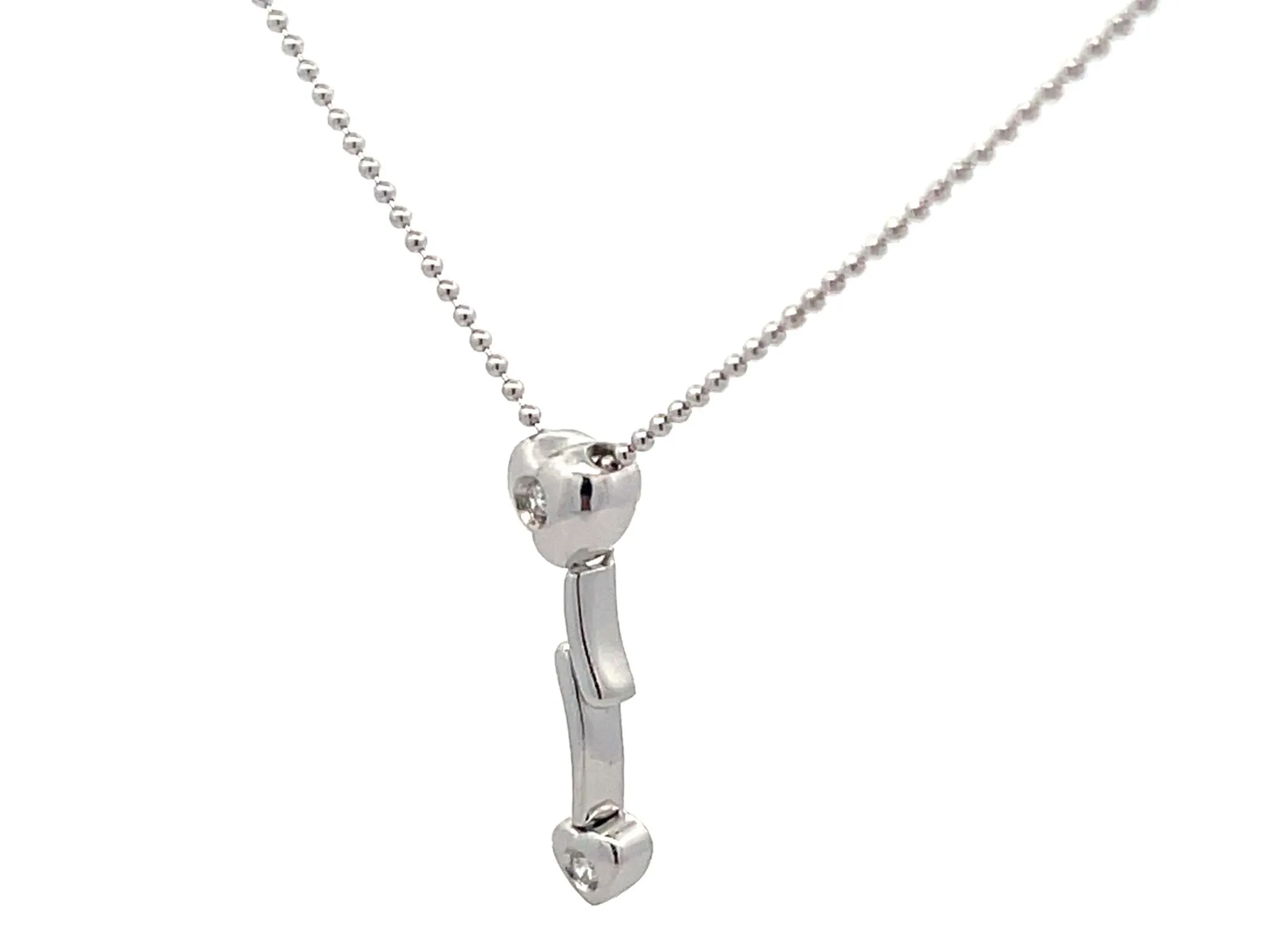 Diamond Two Heart Lightning Necklace in 14k White Gold