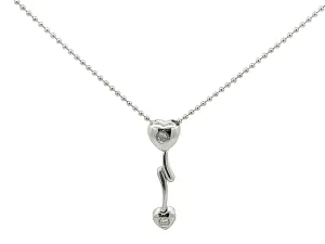 Diamond Two Heart Lightning Necklace in 14k White Gold