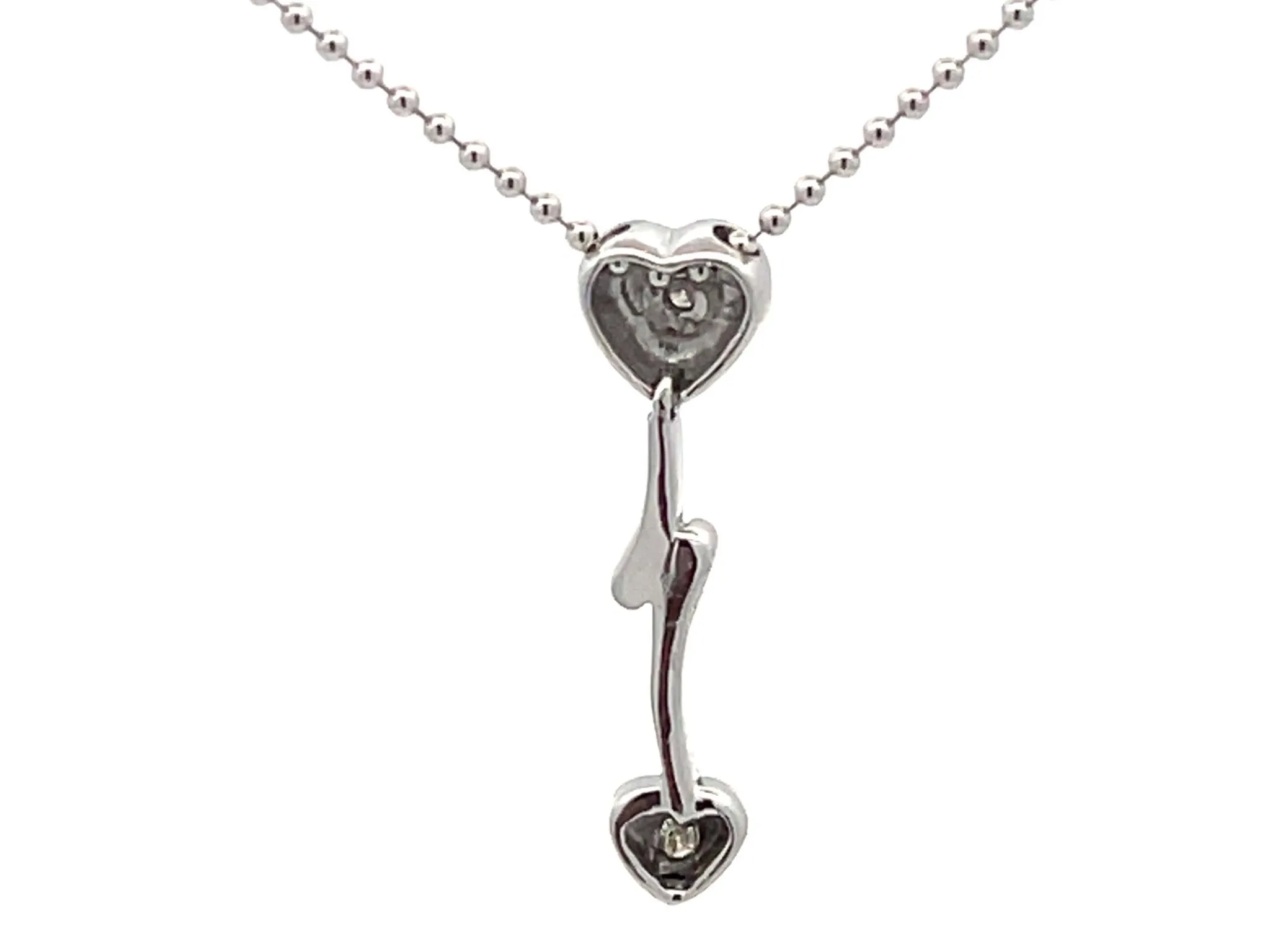 Diamond Two Heart Lightning Necklace in 14k White Gold