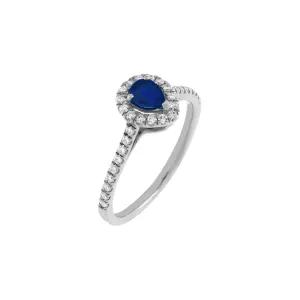 Diamond X Colored Gemstone Teardrop Ring 14K