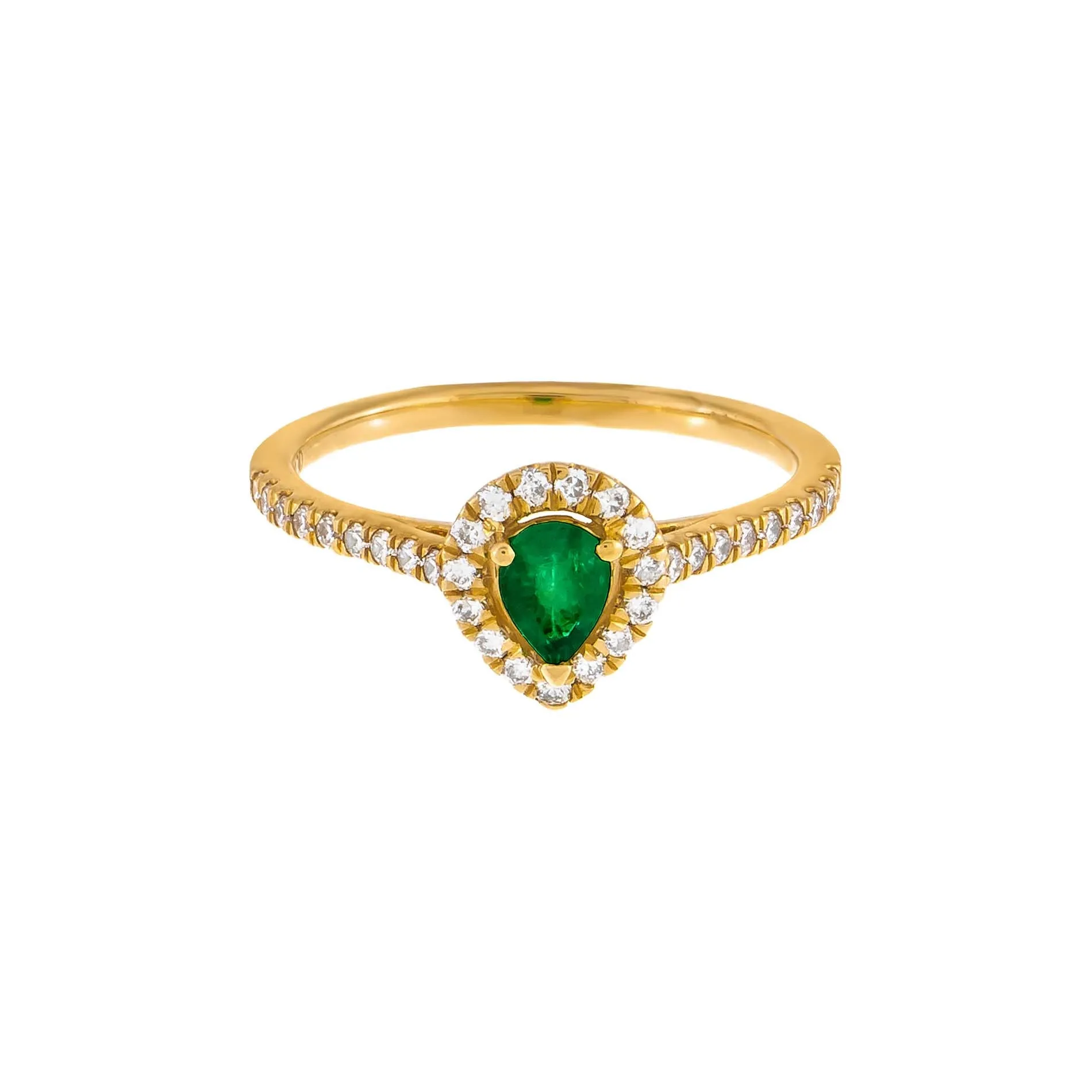 Diamond X Colored Gemstone Teardrop Ring 14K