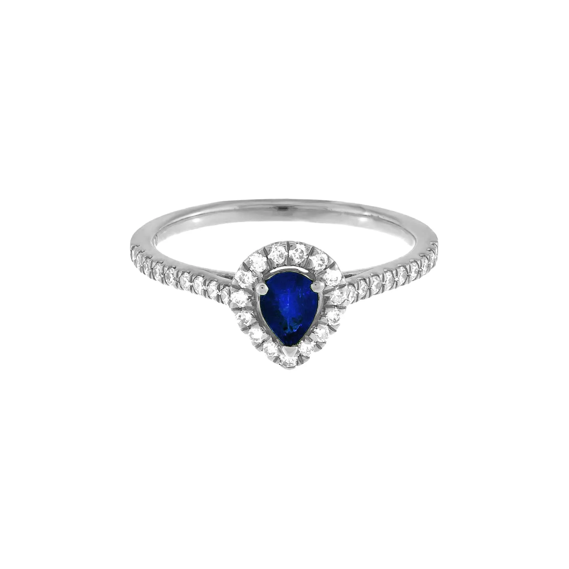 Diamond X Colored Gemstone Teardrop Ring 14K