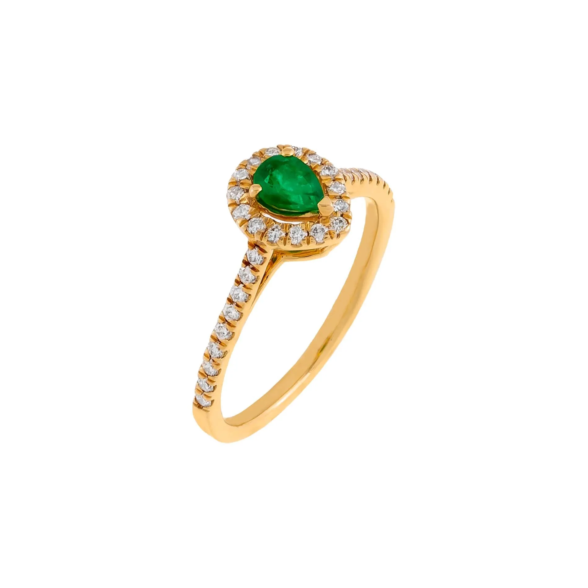 Diamond X Colored Gemstone Teardrop Ring 14K