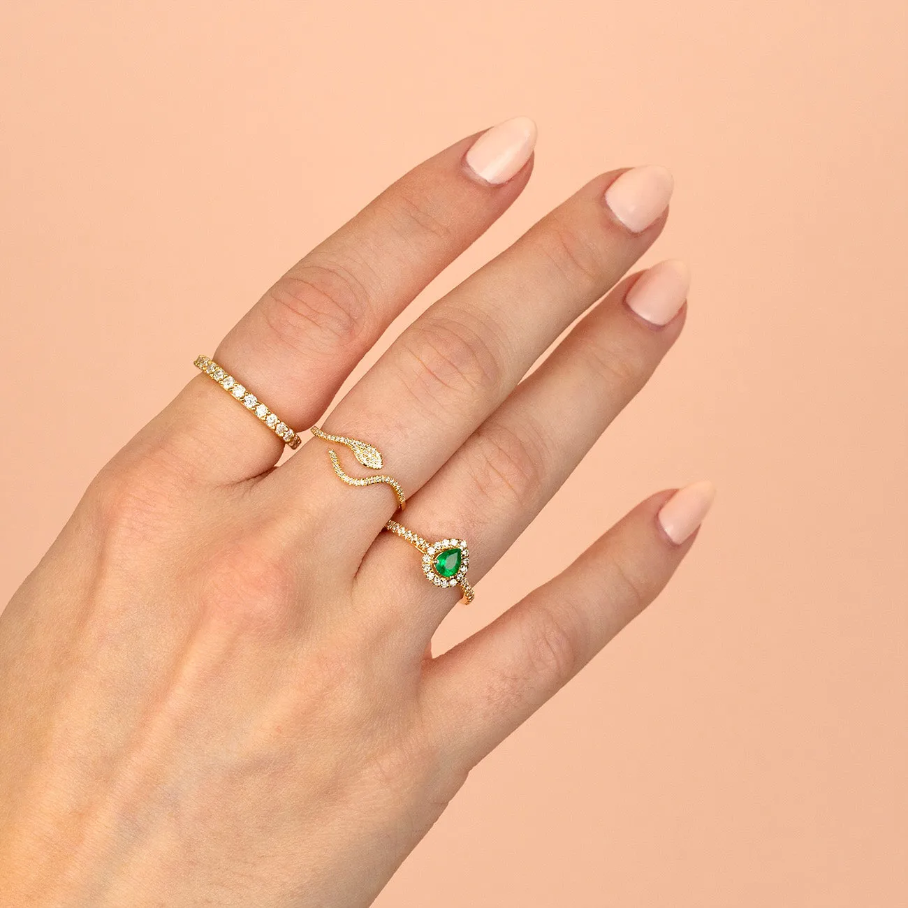 Diamond X Colored Gemstone Teardrop Ring 14K