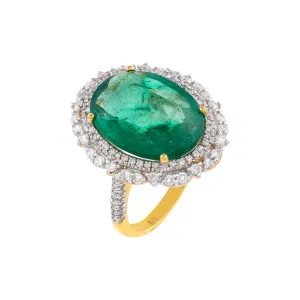 Diamond X Emerald Ring 14K