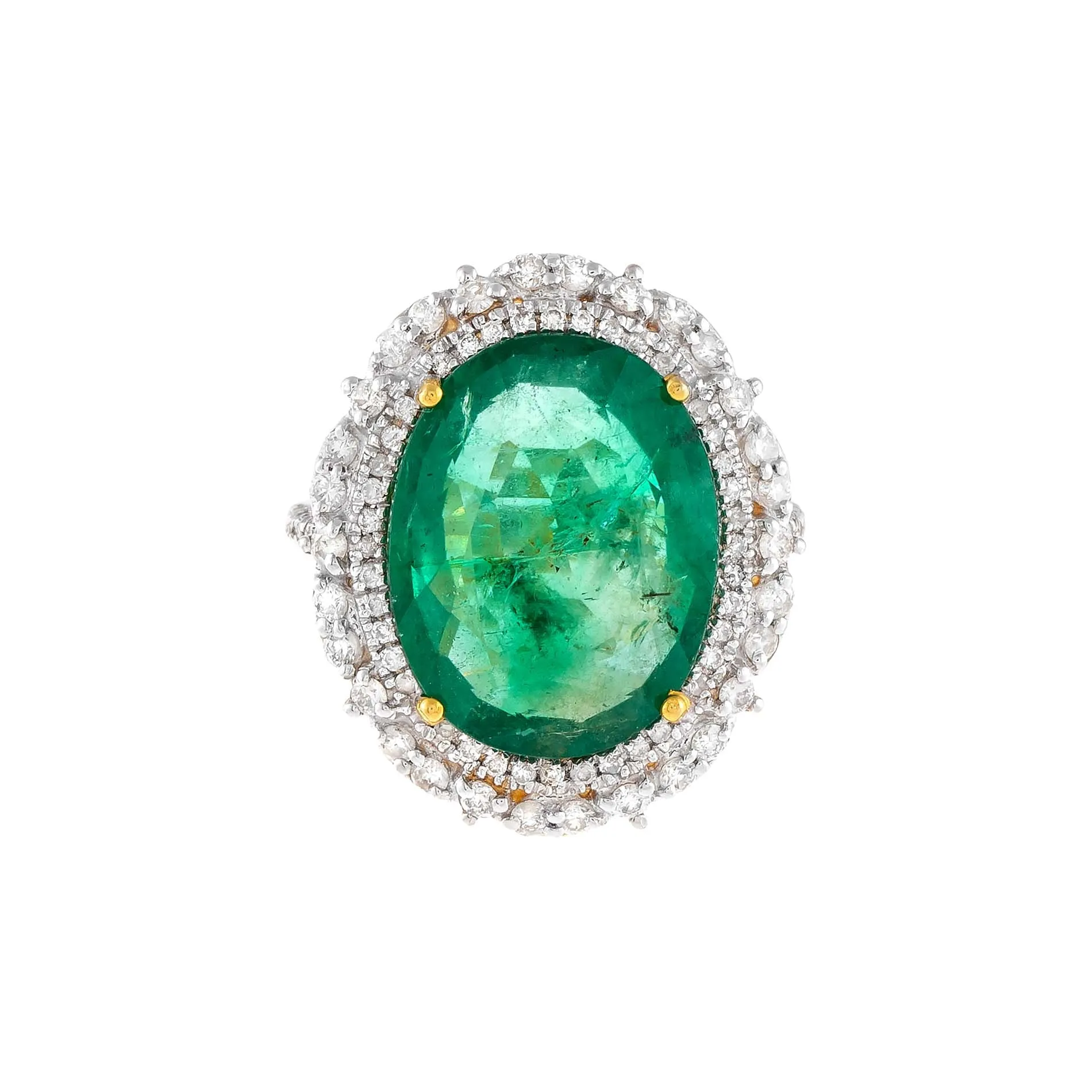 Diamond X Emerald Ring 14K