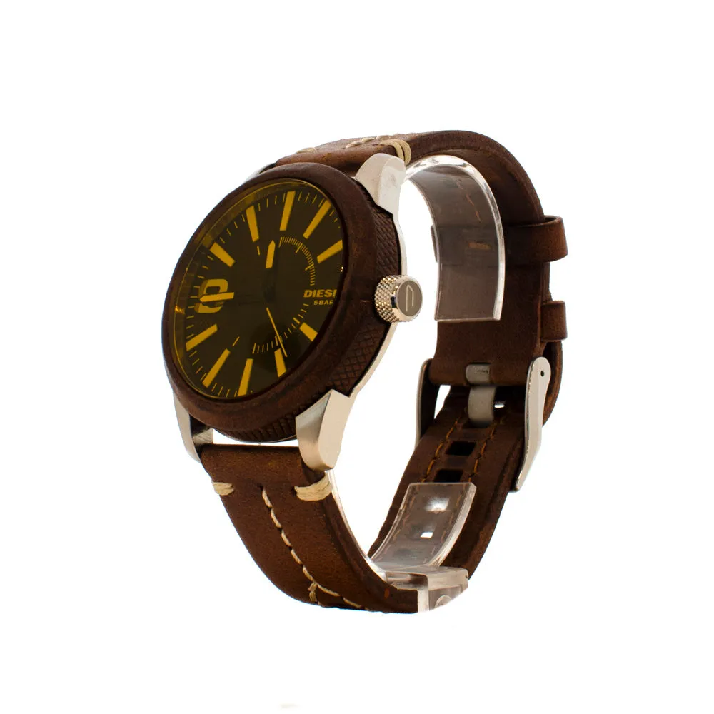 Diesel Men's Watch With Brown Leather Strap & Case