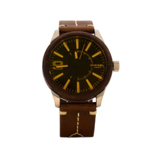 Diesel Men's Watch With Brown Leather Strap & Case