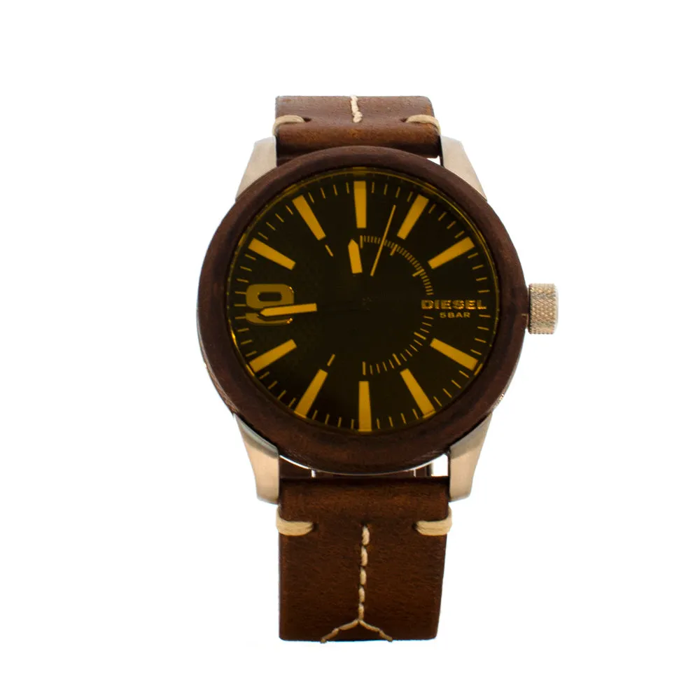 Diesel Men's Watch With Brown Leather Strap & Case