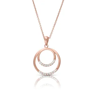 Double Circle 0.10 ctw Diamond Necklace Pendant