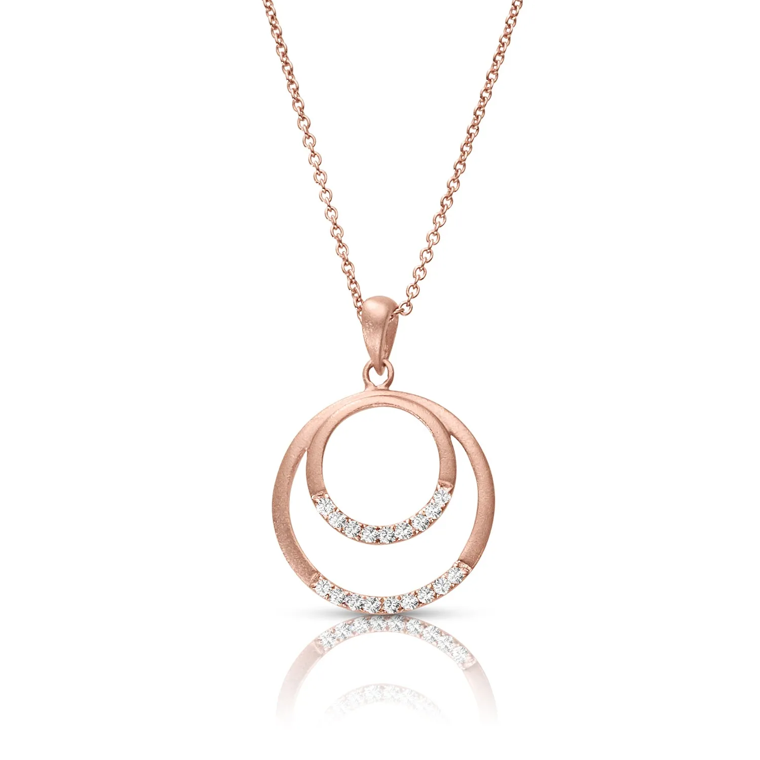 Double Circle 0.10 ctw Diamond Necklace Pendant