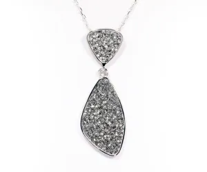 Double Drop Trillion Platinum Druzy Necklace