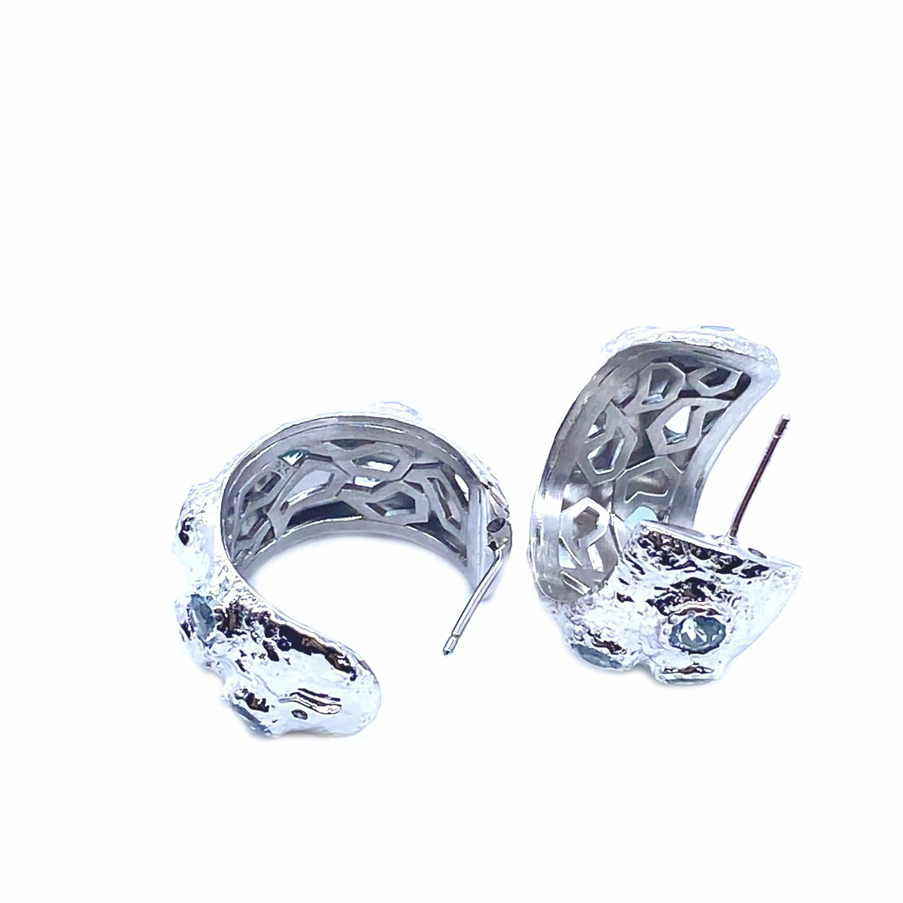 Dune Sterling Silver Blue Topaz Hoop Earrings