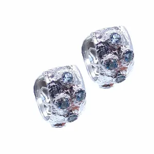 Dune Sterling Silver Blue Topaz Hoop Earrings