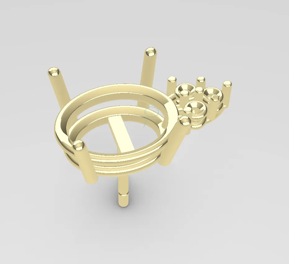 [E3003] 4-P Oval Double Wire Earring w/ 3 Stones
