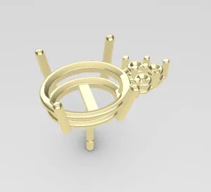 [E3003] 4-P Oval Double Wire Earring w/ 3 Stones