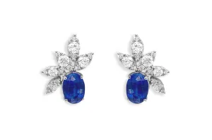 Earrings Oval Kyanites & Diamonds 18kt White Gold