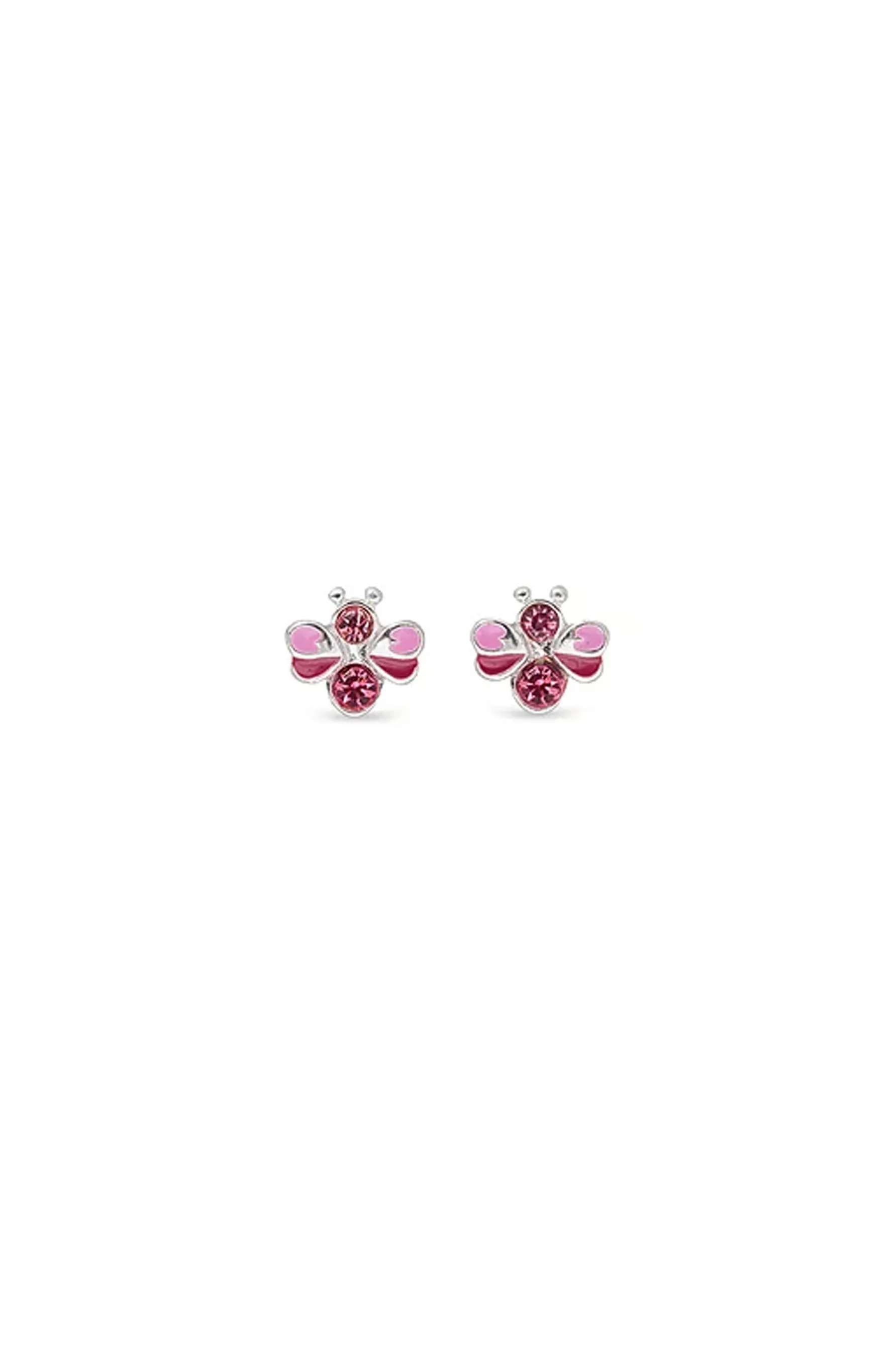 EarSense F4-1891 Enamel/Crystal Bee Stud Earrings - Rose