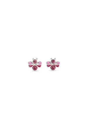 EarSense F4-1891 Enamel/Crystal Bee Stud Earrings - Rose