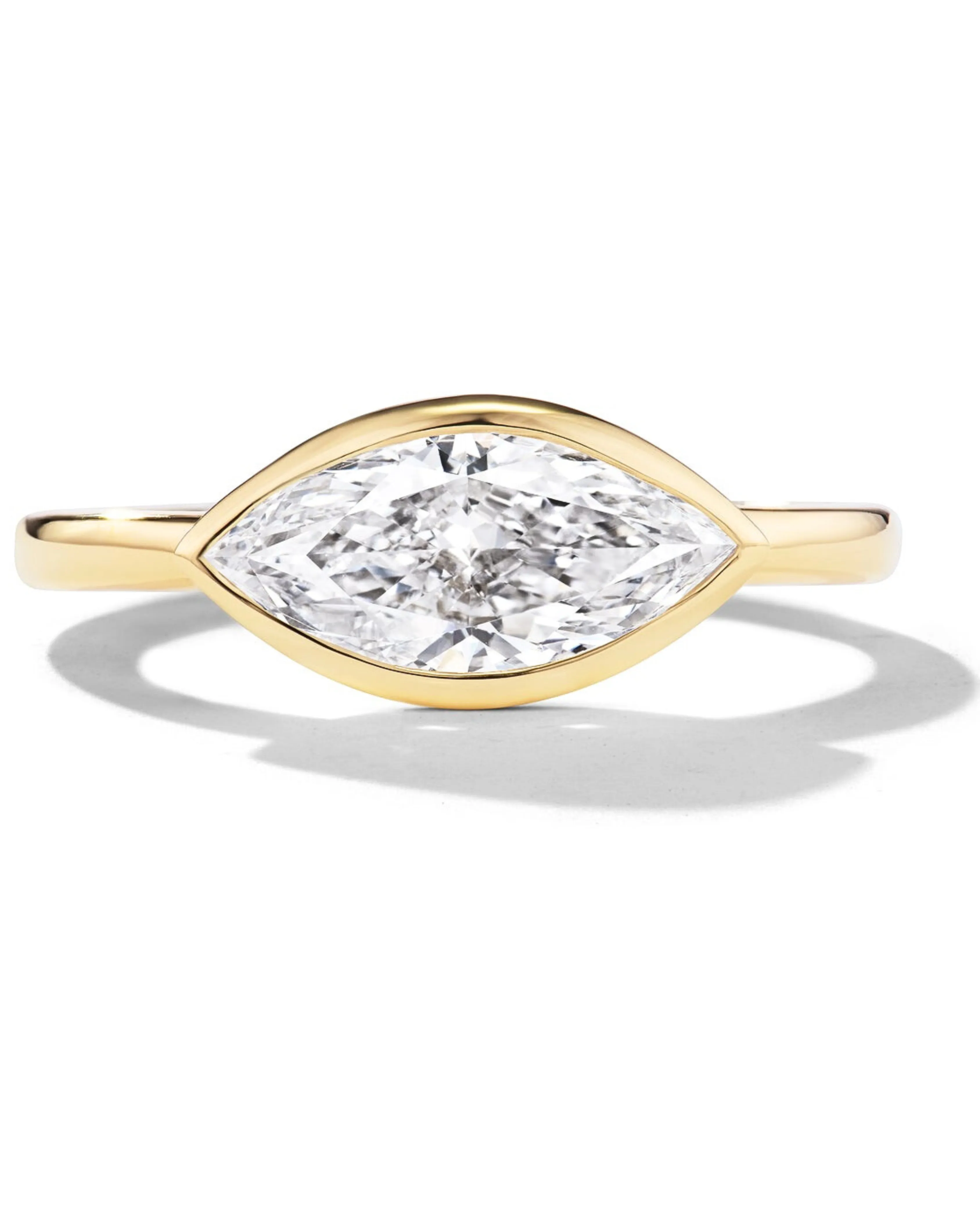 East-West Bezel Set Marquise Engagement Ring