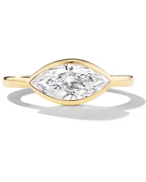 East-West Bezel Set Marquise Engagement Ring