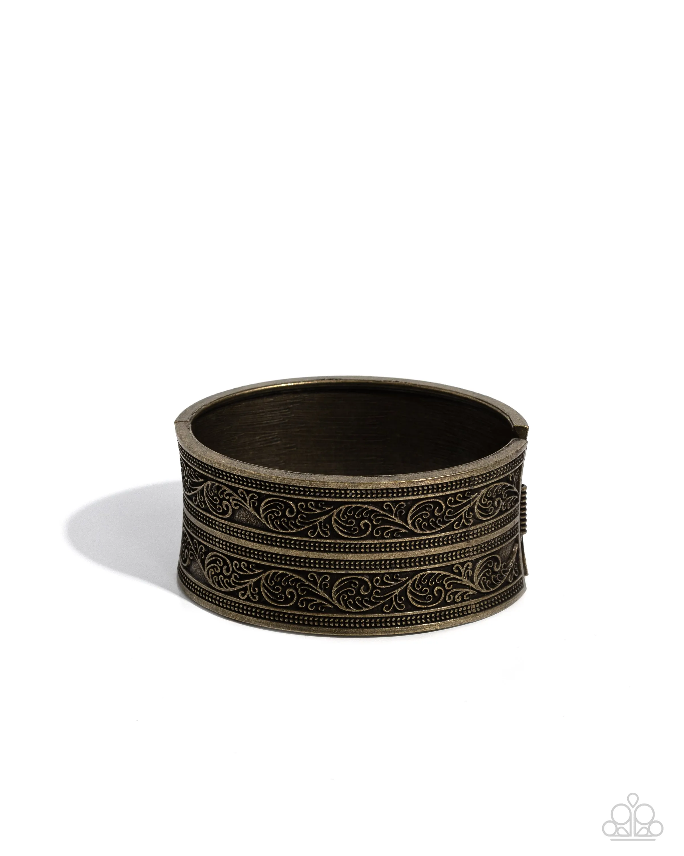 Eclectic European - Brass - Paisley Pattern Paparazzi Hinge Bracelet