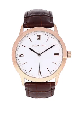 Edry Rose Gold  Leather  Watch (Chocolate)
