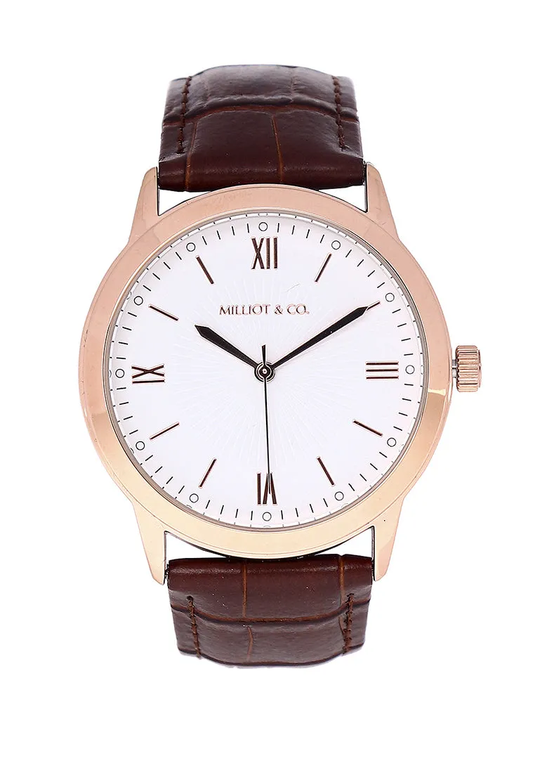 Edry Rose Gold  Leather  Watch (Chocolate)