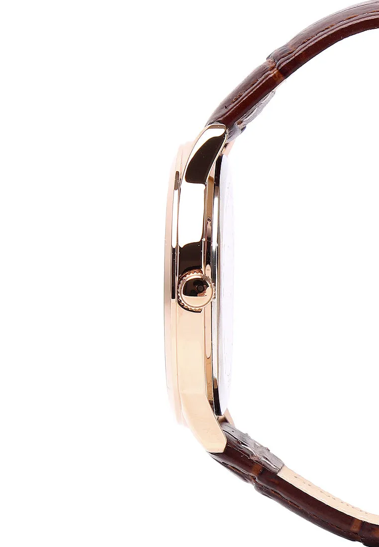 Edry Rose Gold  Leather  Watch (Chocolate)